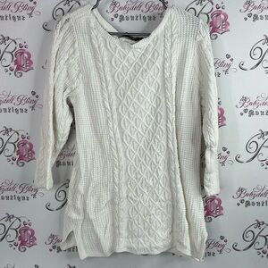 Jeanne Pierre sweater knitted knit Ivory Cable Knit Sweater